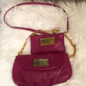 fuchsia leather crossbody